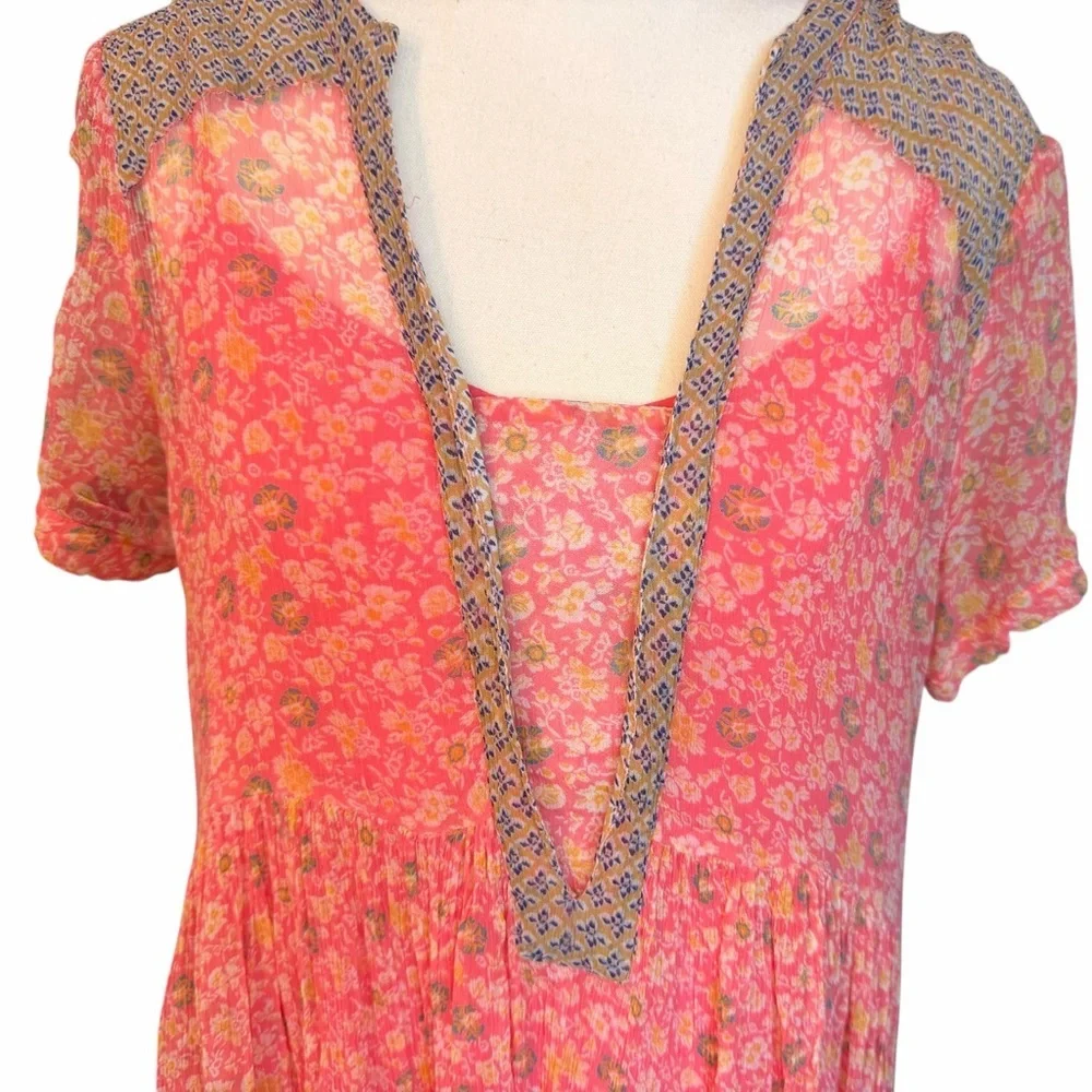 Maeve Morning Glory Tunic Dress Floral Pink Dress